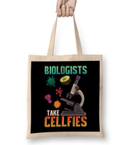 Cute Biologists Take Cellfies Selfies Biology Pun Bez Çanta Uzun Saplı