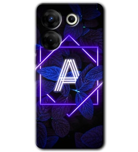 Tecno Camon 20 Pro 4G Kılıf HD Desen Baskılı Kılıf - Dark Neon Yaprak A Harfi