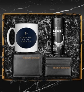 Sevgililer Gününe Özel Tasarım Kupa & Cüzdan & Kartvizitlik & Axe Erkek Deodorant