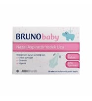 Bruno Baby Nazal Aspiratör Yedek Ucu 10 Adet (Beyaz-Gri)
