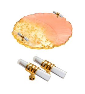 Epoksi Tepsi Kulpu Cam Kulp T Model (2 Adet) Gold