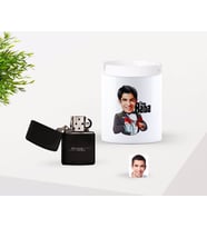 BK Gift Kişiye Özel Babalar Günü Hediyesi Godfather Baba Karikatürlü Seramik Kül Tablası ve Benzinli Çakmak Seti-5 (Model 1)