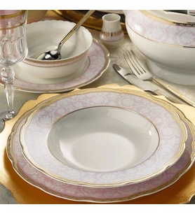 Kütahya Porselen Bone Olympos 62 Parça 93374 Desenli Yemek Takımı