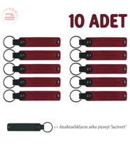 Girişimcilik Seminerleri İçin, 10'lu Set, Kişiselleştirilebilir Deri Anahtarlık, Kırmızı & Lacivert