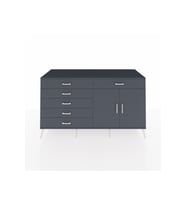 Kronos Konsol Tek Raflı 6 Çekmeceli 2 Kapaklı 176x59x99 Antrasit-Antrasit