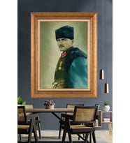 Altın Varaklı Çerçeveli Paspartulu Atatürk Tablo TR1348 (Gold)