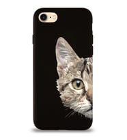 Apple iPhone SE 2020 Uyumlu Lansman Kılıf Catface Tasarımlı Altı Kapalı İçi Kadife Kaplı  Kapak (Şeffaf)