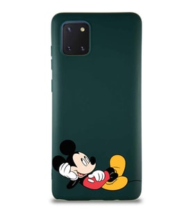 Samsung Galaxy Note 10 Lite Soft Premier Kapak Mickey Mouse-F Tasarımlı Silikon Kılıf - Yeşil (Şeffaf)