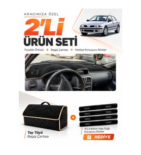 e-biz MITSUBISHI CARISMA BÜYÜK EKRAN (1997-2003) Uyumlu Torpido + Tay Tüyü Çanta - Siyah-Bej - MI004