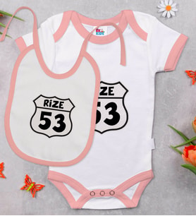 BK Kids Rize Tasarımlı Pembe Bebek Body Zıbın ve Mama Önlüğü Hediye Seti-1