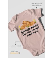 Kardeşlik sanattır, ikiz yazılı Kısa Kollu Bebek Body %100 Pamuk