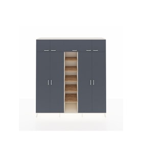 Hyperion Dolap 12 Raflı 9 Kapaklı 2 Askılı 220x44x243 Aytaşı-Antrasit/Çam