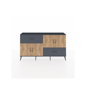 Arges Konsol 3 Raflı 2 Çekmeceli 4 Kapaklı 176x30x99 Antrasit-Çam/Antrasit