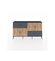 Arges Konsol 3 Raflı 2 Çekmeceli 4 Kapaklı 176x30x99 Antrasit-Çam/Antrasit