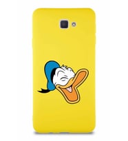 Samsung Galaxy J7 Prime 2 Soft Premier Kapak Donald Duck-E Tasarımlı Silikon Kılıf - Sarı (Şeffaf)