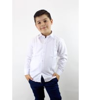 Doctor Junior Erkek Çocuk Gömlek Uzun Kol Kendinden Desenli Beyaz