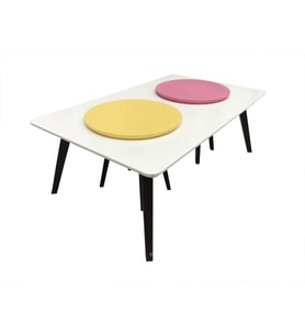 ORTA ZİGON 13915 sehpa Tk Model Kayın torna RETRO ayak MDF tabla Parlak renkle (Beyaz)