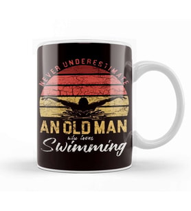 Old Man Swimmer Swimming Pool Retro Swim Water Sports Coach Kupa Bardak Porselen