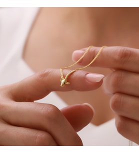 Vaoov 925 Ayar Gümüş Üç Boyutlu Oğlak Burcu Kolye (Gold)