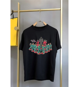 SQUID GAME 456 Popüler Karakterler Baskılı Unisex T-shirt/Tişört - TÜM YAŞ GRUPLARI (Siyah)