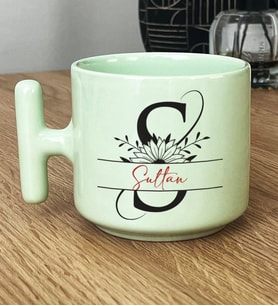Kişiye Özel S Harfli İsme Özel Hediye Pastel T Kupa İsimli İsim Yazılı (Yeşil)