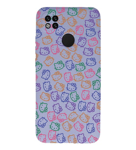 Xiaomi Redmi 9C Uyumlu Lansman Kılıf Hello Kitty Tasarımlı İçi Kadife Kapak-Lila (Şeffaf)