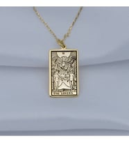 24 Ayar Has Altın Kaplama Tarot (The Lovers) Aşıklar Gümüş Kolye