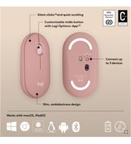 LOGITECH PEBBLE 2 M350S KABLOSUZ BLUETOOTH SESSİZ OPTİK MOUSE PEMBE 910-007014