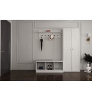 Dolapli Askilikli Puflu Vestiyer Beyaz 163 Cm VST-1046