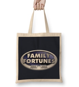 Retro Family Fortunes Logo Bez Çanta Uzun Saplı