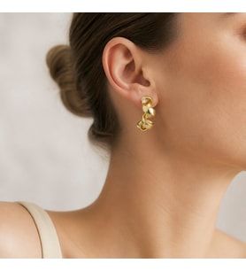 STİL İNCİSİ/XUPING JEWELRY ÖRGÜ HALKA MODEL KÜPE (Altın Rengi)