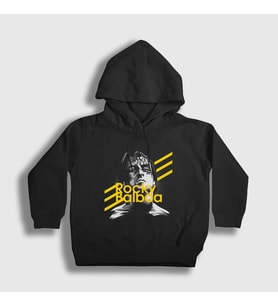 Presmono Unisex Çocuk Siyah Balboa Film Rocky Kapüşonlu Sweatshirt 249368tt