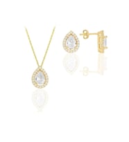 Gümüş altın yaldızlı zirkon taşlı damla modeli ikili set SGTL11521BEYAZ (Rose)