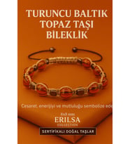 Sertifikalı Turuncu Baltık Topaz Doğal Taş Bileklik - 8x8 mm Cesaret Mutluluk Enerji Taşı (Çok Renkli)
