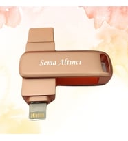 KİŞİYE ÖZEL İSİM BASKILI İOS OTG BELLEK 3.0 64 GB (Pembe)