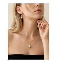 İstiridye İnci Gümüş Kolye Ve Küpe Seti 925 Ayar Gümüş Set