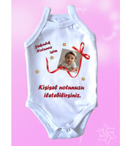 NSR Tasarım Hediye Dayı Amca Hala Teyze Fotoğraf Resim Kişiye Özel Not Yazılabilen Bebek Body Zıbın Askılı (Pamuk Beyaz)