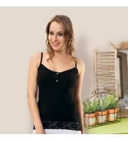 Derya Kurşun İnce Askılı Dantelli Kadın Atlet 168 (Siyah)