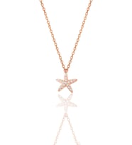 Gümüş rose zirkon taşlı deniz yıldızı kolye SGTL11442ROSE