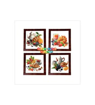 Ahşap Çerçeveli 4 Adet 20X20cm DÜZ RESİM TABLO (Çok Renkli)