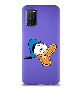 Oppo A92 Soft Premier Kapak Donald Duck-E Tasarımlı Silikon Kılıf - Mor (Şeffaf)