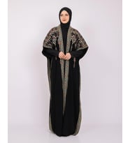 Geniş Kollu Oversize Kalıplı Geleneksel Kalın Nakışlı Kadın Abaya Freesize C100036