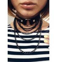 Siyah Zincir Detaylı Deri Choker - APFT664 (Siyah)