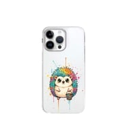 iPhone 14 Pro ile Uyumlu Splash Kirpi Tasarımlı Şeffaf Silikon Kılıf