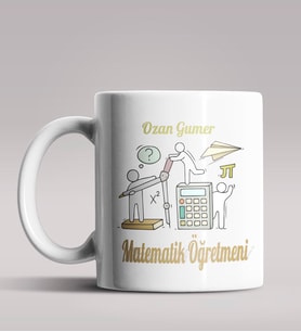 Kişiye Özel Matematik Öğretmeni Tasarımlı Beyaz Renk Kupa 11