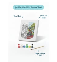Her Zaman En Güçlü Annem Yazılı Eğitici Boyama Tuvali Şövalesiz Boya Seti 20x20 cm