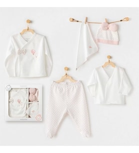 Andywawa Ac25550 Newborn Set Pınk Baloons 5'li Hastane Çıkışı Ekru