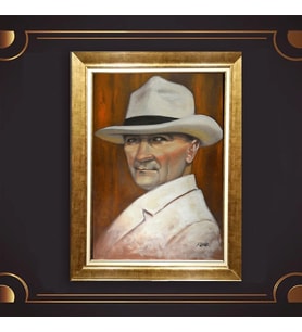 Altın Varaklı Çerçeveli Paspartulu Atatürk Tablo z5216 (Gold)