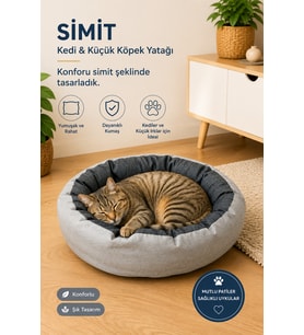Yumuşak ve rahat pet yatak, simit tasarım, küçük ırk kediler ve köpekler için