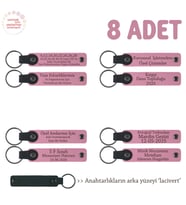 Pembe & Laci, Özel Kutlamalarınız İçin Sevdiklerinize Hediyelik 8'li Set İsim Yazılı Deri Anahtarlık